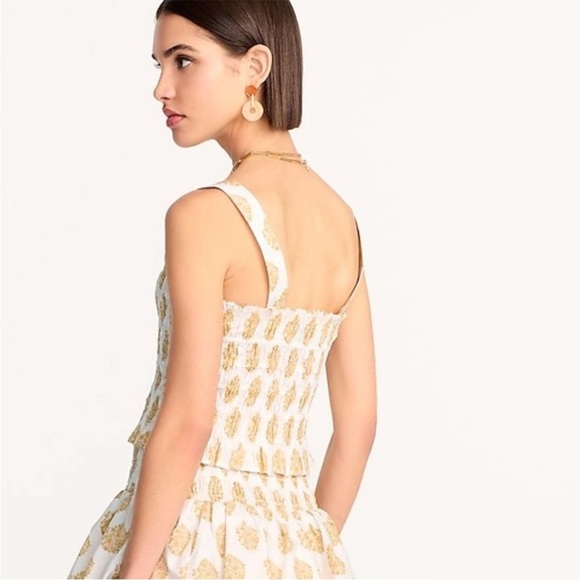 J. Crew Smocked Tube Top Gathered Floral Block Print Size Large - Picture 4 of 11